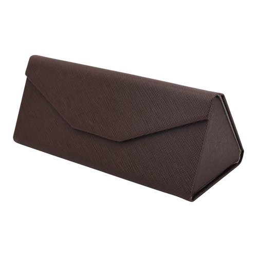 Real Sic Vegan Leather Eyeglass Case - Reading Glasses Case with Magnetic Folding - Leather Sunglass Case with Aluminum & Cardboard Core - Hard Case for Sunglasses, Reading Glasses - (Chocolate)
