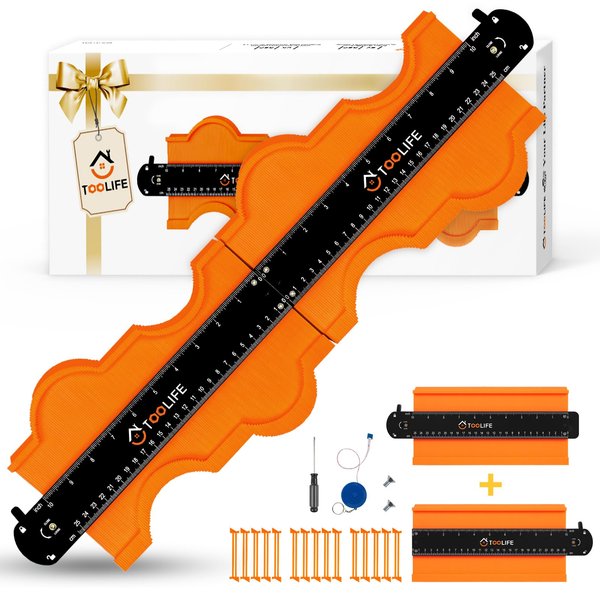 TOOLIFE Connectable Contour Gauge 10+10 Inch,Gifts for Men Husband Dad, Shape Duplicator Woodworking Tools for Flooring Tile Laying Carpet, Valentines Day Gifts for Him, Anniversary Birthday Ideas