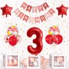 32 Inch 3 Balloon Number, Red Balloons, Red Confetti Latex Balloon Foil Balloons Mylar Balloons 3 Birthday Balloon for Anniversary Supplies Kids Birthday Party