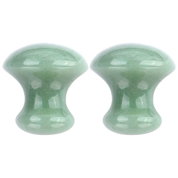 Uonlytech Ice Roller 2Pcs Facial Tools, Green Jade Quartz Mushroom Face Massage Rollers Stones Scraping Massage Tool for Women Home Spa Face Roller
