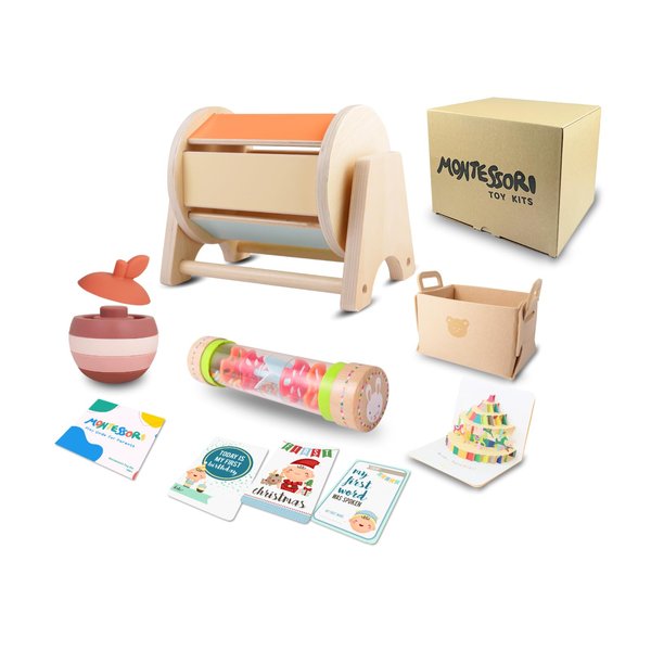 Obsiusfb Montessori Toys for Babies 6-12 Months – Wooden Baby Sensory & Educational Toy Set, Ideal Gift Set for 6-12 Month Olds, Montessori Must-Haves for Infants, Baby Gift Set