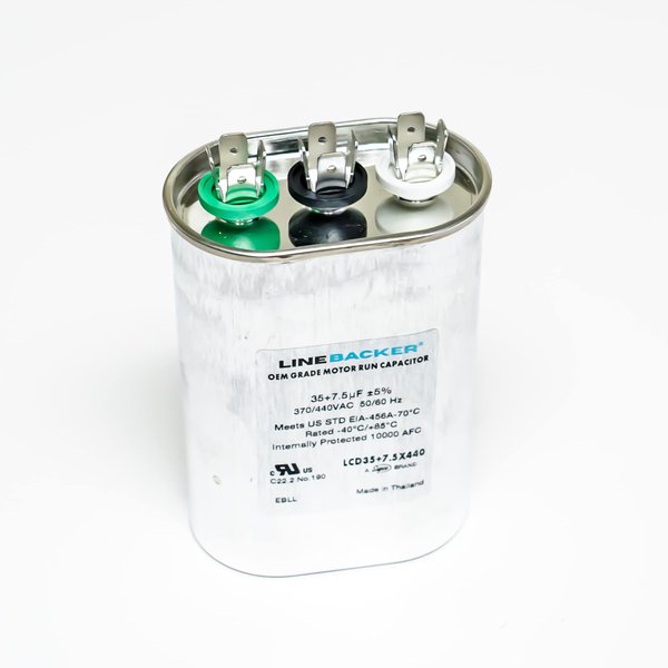 Supco Capacitor Oval Dual Run 35 + 7.5 uf 370/440 Volts for HVAC Motors Compressors LCD35+7.5X440 Linebacker