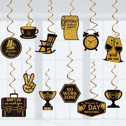 Retirement Party Streamers Farewell Party Decoration, Going Away Party Decor Supplies Hanging Swirls Party Streamers 24pcs Happy Retirement Party Decor Banner, Assembled and Ready to Use