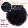 Vanalia 3C 4A Clip Ins, Afro Kinky Curly Clip In Hair Extensions, 3C 4A Clip ins for African American Black Women,9A Brazilian Remy Hair Double Wefted Natural Black,120 Gram 18Inch