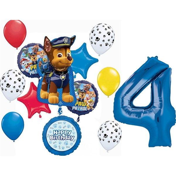 Anagram Paw Pups on Patrol 4th Birthday Party Supplies Chase 13pc Balloon Bouquet Decorations