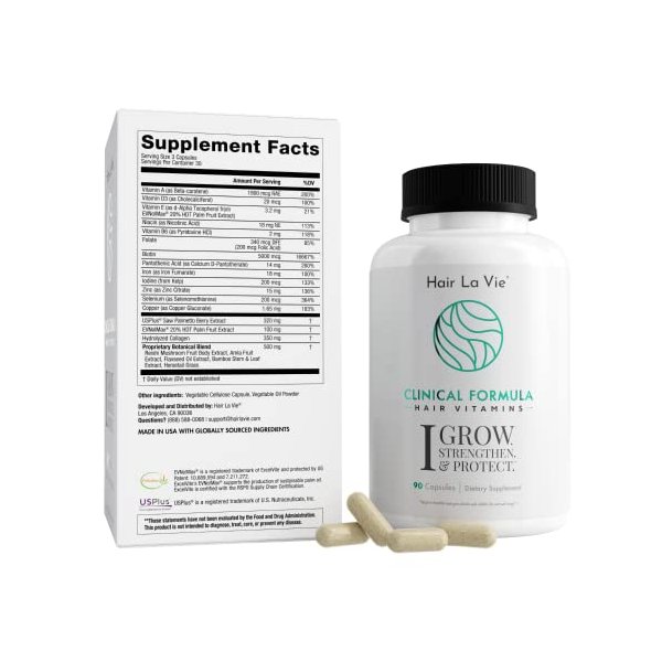 Hair La Vie Live Conscious Clinical Formula Hair Growth Vitamins for Women and Men w/Biotin 5000mcg, Collagen & Saw Palmetto (Pack of 1)
