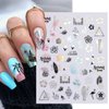 6 Sheet Summer Nail Art Stickers Decals - 3D Laser Palm Tree Nail Stickers Coconut Tree Stickers for Nails Tropical Starfish Beach Design Manicure Decals for Summer Nail Art Decorations