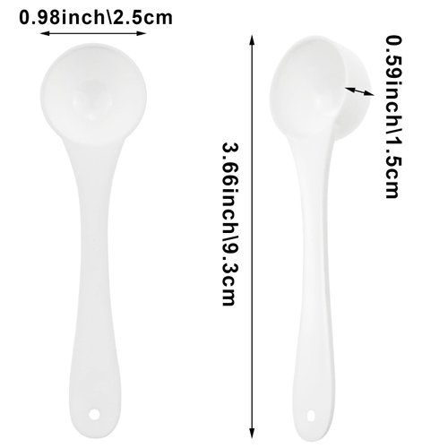 20PCS Plastic Measuring Spoons Measuring Spoon Set, Round Bottom Mini Spoon with Hanging Hole, 2.5 Gram Measuring Scoop, Reusable, for Coffee Sugar Spices Protein Spoons for Cooking and Baking