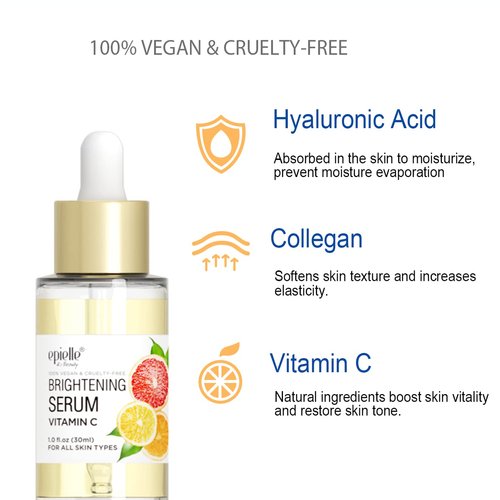 Epielle Hydrating Hyaluronic Acid Serum with Vitamin C - 100% Vegan and Cruelty-Free - For Normal Skin Types