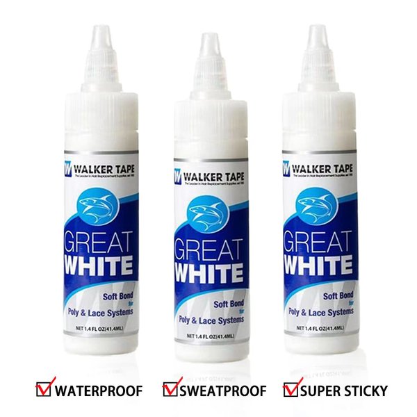 RESHE Great White Glue Invisible Adhesive Soft Bond Poly Lace Hairpieces Systems Glue 1.4oz Strong Hold Glue Liquid Glue Front Bonding Glue Tape Adhesive