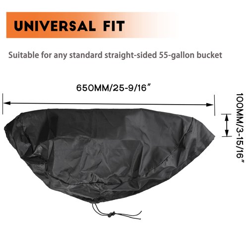 55 Gallon Drum Cover - 2 PACK Stretchable Adjustable Drum Cover with Drawstring, Water Storage Barrel Cover for Barrel Universal Rain Barrel, All Weather Protection