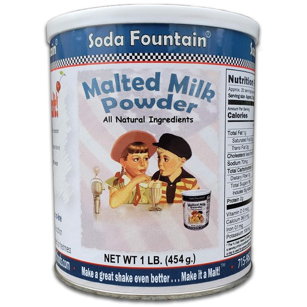 Soda Fountain Malted Milk Powder 1 lb. Canister - Malt Powder for Ice Cream and Baking