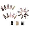 YoYoee Long Coffin False Nails Glitter for nails Press on Nails Black Fake Nails Marble Nails Tips Full Cover Stick on Nails for Women and Girls 24Pcs