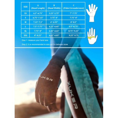 XUKER Water Gloves, 3mm & 5mm Neoprene Five Finger Warm Wetsuit Winter Gloves for Scuba Diving Snorkeling Paddling Surfing Kayaking Canoeing Spearfishing Skiing (5mm-Black, S)