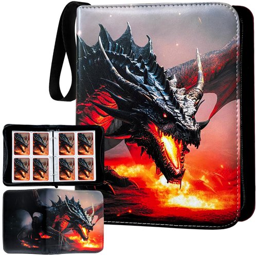 Trading Card Binder, Original Card Binder, Binder For Cards, Collector Card Binder with Cool Design, Trading Card Binder with 4 Page Sleeves, 400 Card Capacity, Card Binder For Collectors.