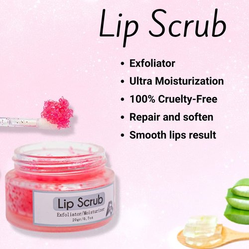 All in Beauty Lip Scrub, Lip Mask Sugar Scrub Exfoliator & Moisturizer, Lip Care Exfoliating Scrub and Lip Moisturizer for Chapped and Dry Lips, Lip Repair for Soft Lips Treatment (Strawberry Scrub)
