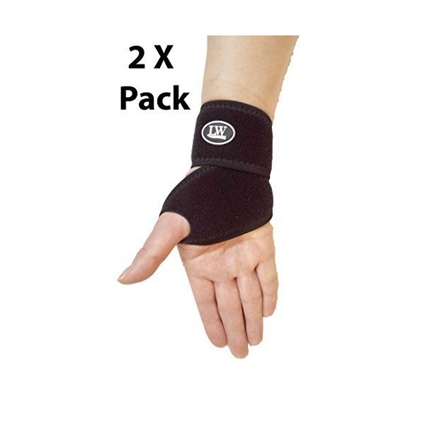 Two LW Neoprene Wrist Wrap Band Support Strap One Size (Pack of 2)