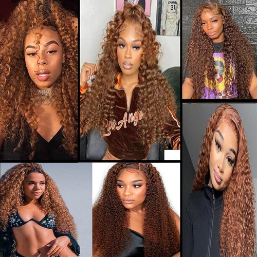 Color 30 Bundles Human Hair Brown Kinky Curly Bundles Human Hair 10 12 14 inch Double Weft Brown Bundles Human Hair Color 30 Curly Wave Bundles Brazilian Virgin Remy Hair Extensions