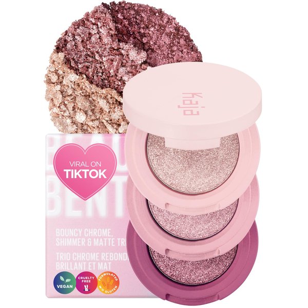 Kaja Beauty Bento Collection - Bouncy Eyeshadow Trio | Plum Rosy Tones, Travel Size, 01 Rosewater, 2019 Allure Best of Beauty Award, 0.03 Oz
