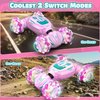 Gesture Sensing RC Stunt Car, Remote Control Car Christmas Birthday Gifts for Kids Age 6-12, 2.4Ghz Hand Controlled Twist Cars, 360° Rotating Off Road Car Toy for Girls Boys Age 6 7 8 9 10 11+ (Pink)