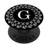 Fun Cell Phone Pop Up Holder,Cute White Floral Rose Letter G PopSockets Grip and Stand for Phones and Tablets