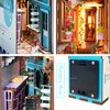 Spilay DIY Dollhouse Miniature Book Nook Assemble Kit,3D Wooden Puzzle Bookshelf Insert Decor with Sensor Light,Bookends Model Build-Creativity Kit for Adults Women Birthday Gift (Island of Love)