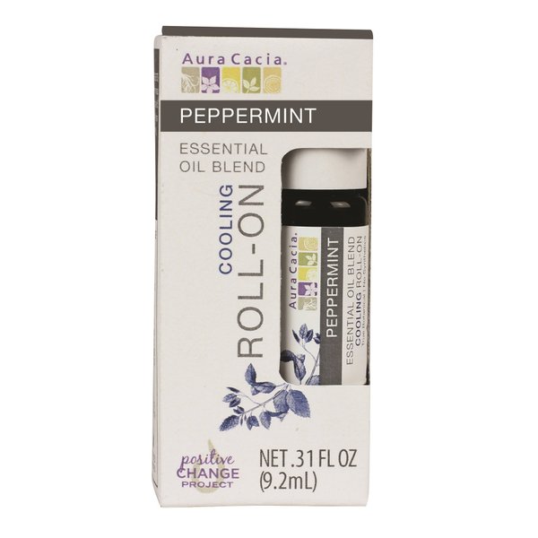 Aura Cacia Roll-On Essential Oil Blend, Peppermint, 0.31 Ounce