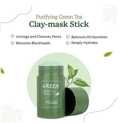 MELAO Green Tea Mask Stick, Moisturized face, Deep Clean Clay Facial For All Type Of Skin Women and Men (Pack 2)
