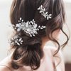 5 Pieces Crystal Bride Wedding Hair Comb Silver Bridal Hair Pieces Pearl Rhinestone Bridal Hair Clip Flower Hair Side Combs Wedding Hair Accessories for Brides Women Girls