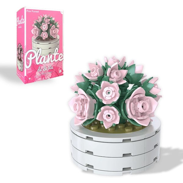 Fox Forest Flower Building Blocks, Botanical Succulent Set for Adult and Kids, Plant Collections, Compatible with Lego, New 2023 (98 Pieces)