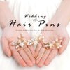 Heread Crystal Bride Wedding Hair Pins Flower Bridal Head Piece Pearl Hair Accessories for Women and Girls (Pack of 3) (C Gold)