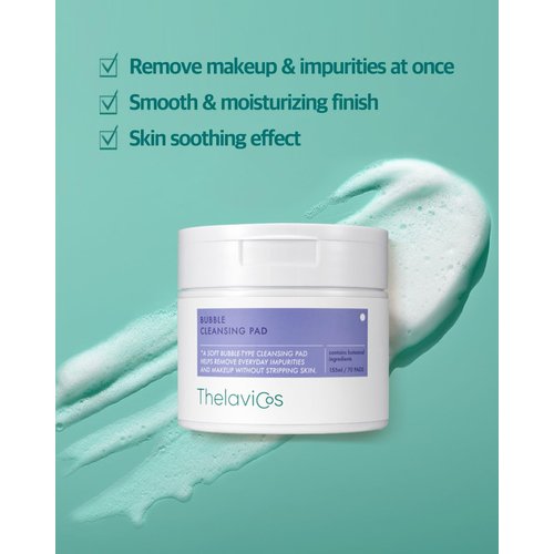 ThelaviCos Bubble Cleansing Pad | Easy makeup remover, facial cleansing pad, gentle & refreshing cleansing without feeling stripped, travel friendly | Korean Skincare for sensitive skin (70 Pads)