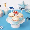 WERNNSAI 32 Pcs Ocean Cupcake Toppers - Ocean Theme Under the Sea Birthday Party Decorations for Boys Kids Ocean Animals Fish Cake Toppers Dolphin Cake Decor Picks Baby Shower Birthday Party Supplies