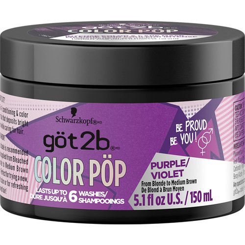 Got2B Color Pop Semi-Permanent Hair Color Mask, Purple, 5.1 oz