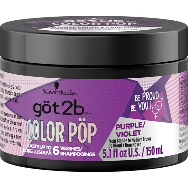 Got2B Color Pop Semi-Permanent Hair Color Mask, Purple, 5.1 oz