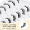 Biounce Wispy Natural Faux Mink Cat Eye False Eyelashes 3D Vegan 7 Pairs Full Strip Clear Band (BO22-3), Black