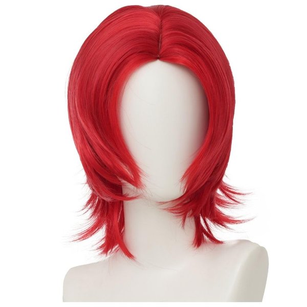 Swiking Red Mens Wig Short Curly Anime Shanks Synthetic Cosplay Costume Hair Wig(Unisex