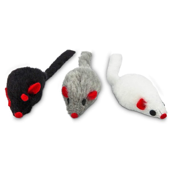Leaps & Bounds Fuzzy Mice Cat Toys with Catnip Small Pack of 3