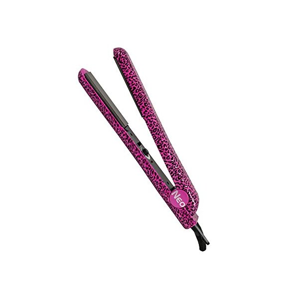 NEO Spectrum Pro 1.25" Black Ceramic Hair Straightener Flat Iron W/Temp Control - Salon Professional (Pink Leopard)