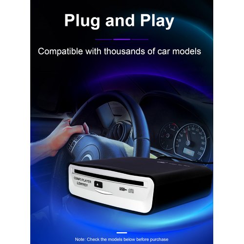External Universal CD Player for Car - LEHWEY Portable CD Player with Extra USB Extension Cable, Plugs into Car USB Port, Laptop, TV, Mac, Computer, for Android 4.4 and Above Navigation