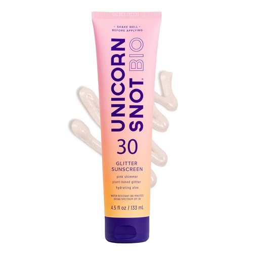 Unicorn Snot Glitter Sunscreen Lotion - SPF 30 Shimmer Sunscreen for Face & Body Glow - UVA/UVB Protection - Water Resistant, Cruelty Free Sunscreen - Made in USA - Rose Gold Shimmer