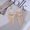 Sttiafay Boho Circle Bar Drop Earrings Hollow Circle Dangle Earrings Gold Chain Tassel Earrings Long Metal Tassel Earrings Jewelry for Women and Girls