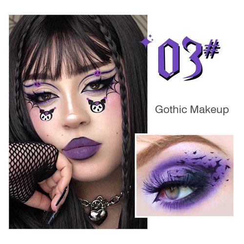 Black Blue Purple Eyeshadow Goth Makeup Palette, Matte Shimmer Dark Smoky Eyeshadow Pallet with Mirror, High Pigmented White Grey Multichrome Eyeshadow for Halloween Party Witch Costume Zombie Vampire