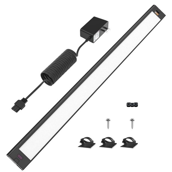 WOBANE LED Under Cabinet Lighting, 24 inch Black Cabinet Light, Hand Wave Activated, Warm White to White Color Tunable,Touchless Dimmable Panel for Kitchen,Counter,Shelf,Under Desk Lighting 1200LM