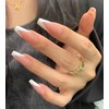 Artquee V French Tip Press on Nails Long Pink White Coffin Fake Nails Tips Glossy Full Cover Acrylic Nail Artificial Nail Art Reusable Stick on Nails Kit for Women - 30Pcs in 15 Sizes