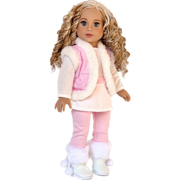 Snowflake - 4 Piece 18 inch Doll Outfit - Leggings, Tunic, Vest and Boots - (Doll Not Included)