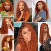 Orange Bundles Human Hair Color 350 Deep Wave Bundles Double Weft Ginger Orange Deep Curly Bundles Human Hair Wet and Wavy Bundles Soft and Silky for Black Woman (24 24 24 inch,3 Bundles)