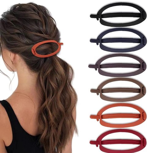 Generic 6 Pcs French Oval Hair Barrette Clips for Women Girls Thick Thin Hair Accessories Durable Flexible Ponytail Holder hairpin