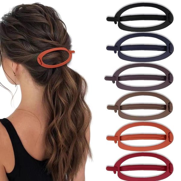 Generic 6 Pcs French Oval Hair Barrette Clips for Women Girls Thick Thin Hair Accessories Durable Flexible Ponytail Holder hairpin