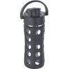 Lifefactory 12-Ounce Glass Water Bottle with Active Flip Cap and Protective Silicone Sleeve, Carbon